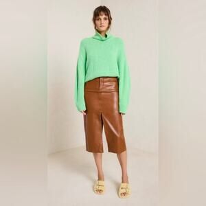 A.L.C. Alden Faux Leather Midi-Skirt Sz 8 in Cognac Size 8